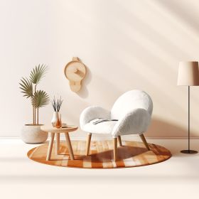Qokori 100% Solid  Beech Wood Chair Frame,Sherpa Chair,Faux Wool White lounge chair,Chairs for Bedrooms 
Living Room"