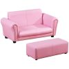 Kids Sofa Set with Footstool-Pink