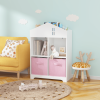 Kids Dollhouse Bookcase with Storage, 2-Tier Storage Display Organizer, Toddler Bookshelf with 2 Collapsible Fabric Drawers for Bedroom or Playroom (W
