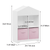 Kids Dollhouse Bookcase with Storage, 2-Tier Storage Display Organizer, Toddler Bookshelf with 2 Collapsible Fabric Drawers for Bedroom or Playroom (W