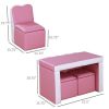 Kids 2-in-1 Sofa Sets-Pink