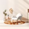 Qokori 100% Solid  Beech Wood Chair Frame,Sherpa Chair,Faux Wool White lounge chair,Chairs for Bedrooms 
Living Room"