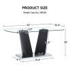 Modern Dining Table, 63" Dining Room Table with Glasstop and V-Shape Base, Rectangular Kitchen Dining Table for Kitchen Living Dining Room (ONLY TABLE