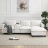[VIDEO provided][New]109*57"Modern Sectional Cloud Sofa with Console,USB Charging Port,Reading Light,Cup Holder,4 Seat Chenille Modular Couch,Storable