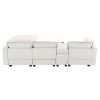 [VIDEO provided][New]109*57"Modern Sectional Cloud Sofa with Console,USB Charging Port,Reading Light,Cup Holder,4 Seat Chenille Modular Couch,Storable