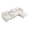 [VIDEO provided][New]109*57"Modern Sectional Cloud Sofa with Console,USB Charging Port,Reading Light,Cup Holder,4 Seat Chenille Modular Couch,Storable