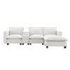 [VIDEO provided][New]109*57"Modern Sectional Cloud Sofa with Console,USB Charging Port,Reading Light,Cup Holder,4 Seat Chenille Modular Couch,Storable
