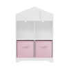 Kids Dollhouse Bookcase with Storage, 2-Tier Storage Display Organizer, Toddler Bookshelf with 2 Collapsible Fabric Drawers for Bedroom or Playroom (W