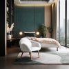 Qokori 100% Solid  Beech Wood Chair Frame,Sherpa Chair,Faux Wool White lounge chair,Chairs for Bedrooms 
Living Room"