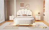 2-Pieces Bedroom Sets Full Size Upholstered LED Platform Bed with Storage Ottoman-Velvet
