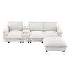 [VIDEO provided][New]109*57"Modern Sectional Cloud Sofa with Console,USB Charging Port,Reading Light,Cup Holder,4 Seat Chenille Modular Couch,Storable