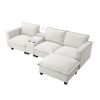 [VIDEO provided][New]109*57"Modern Sectional Cloud Sofa with Console,USB Charging Port,Reading Light,Cup Holder,4 Seat Chenille Modular Couch,Storable