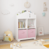 Kids Dollhouse Bookcase with Storage, 2-Tier Storage Display Organizer, Toddler Bookshelf with 2 Collapsible Fabric Drawers for Bedroom or Playroom (W