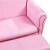 Kids Sofa Set with Footstool-Pink