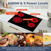 6400W electromagnetic cooker 24in built-in 4 burner ceramic table burner without electromagnetic field radiation LED display touch control