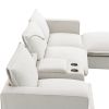 [VIDEO provided][New]109*57"Modern Sectional Cloud Sofa with Console,USB Charging Port,Reading Light,Cup Holder,4 Seat Chenille Modular Couch,Storable