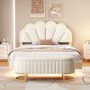 2-Pieces Bedroom Sets Full Size Upholstered LED Platform Bed with Storage Ottoman-Velvet