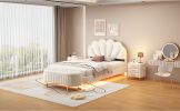 2-Pieces Bedroom Sets Full Size Upholstered LED Platform Bed with Storage Ottoman-Velvet