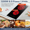 3200W Electromagnetic cooker 12in built-in 2 burner ceramic table burner LED display touch control 9 Power Levels
