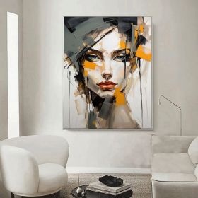 Handmade Oil Painting Figure Abstract Painting Original Woman Painting Lady Abstract Painting Orange Texture Painting Large Textured Wall Art Customiz (Style: 1, size: 70x100cm)