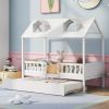 Twin Size House Bed Wood Bed with Twin Size Trundle