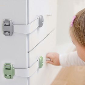 Home Baby Safety Protection Lock Anti-Clip Hand Door Closet Cabinet Locks Fo Fridge Cabinet Drawer Box Safe Lock For Kids No Tools Or Drilling Child S (Color: Green, Num: 2Pcs)