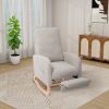 25.4"W Rocking Chair for Nursery, High Back Glider Chair with Retractable Footrest, Side Pocket, Rocking Accent Armchair with Rubber Wood Legs for Liv