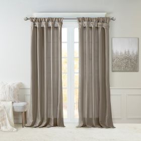 Twist Tab Lined Window Curtain Panel (Color: as Pic)