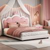 Full size Upholstered Princess Bed With Crown Headboard,Full Size Platform Bed with Headboard and Footboard