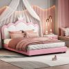 Full size Upholstered Princess Bed With Crown Headboard,Full Size Platform Bed with Headboard and Footboard