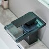 Waterfall showerhead LED bathroom faucet, single handle bathroom sink sink faucet in Black