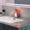 Waterfall showerhead LED bathroom faucet, single handle bathroom sink sink faucet in Black