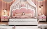 Full size Upholstered Princess Bed With Crown Headboard,Full Size Platform Bed with Headboard and Footboard