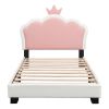 Twin size Upholstered Princess Bed With Crown Headboard,Twin Size Platform Bed with Headboard and Footboard