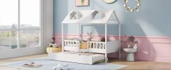 Twin Size House Bed Wood Bed with Twin Size Trundle