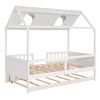 Twin Size House Bed Wood Bed with Twin Size Trundle