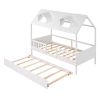 Twin Size House Bed Wood Bed with Twin Size Trundle