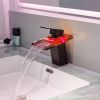 Waterfall showerhead LED bathroom faucet, single handle bathroom sink sink faucet in Black