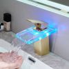 Waterfall showerhead LED bathroom faucet, single handle bathroom sink sink faucet in Black