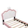 Twin size Upholstered Princess Bed With Crown Headboard,Twin Size Platform Bed with Headboard and Footboard