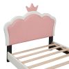 Twin size Upholstered Princess Bed With Crown Headboard,Twin Size Platform Bed with Headboard and Footboard