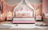 Full size Upholstered Princess Bed With Crown Headboard,Full Size Platform Bed with Headboard and Footboard