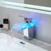 Waterfall showerhead LED bathroom faucet, single handle bathroom sink sink faucet in Black