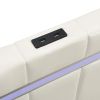 Queen Size Floating Bed Frame with LED Lights and USB Charging,Modern Upholstered Platform LED Bed Frame