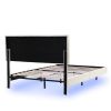 Queen Size Floating Bed Frame with LED Lights and USB Charging,Modern Upholstered Platform LED Bed Frame