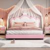 Full size Upholstered Princess Bed With Crown Headboard,Full Size Platform Bed with Headboard and Footboard