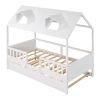 Twin Size House Bed Wood Bed with Twin Size Trundle