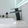 Waterfall showerhead LED bathroom faucet, single handle bathroom sink sink faucet in Black