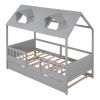 Twin Size House Bed Wood Bed with Twin Size Trundle