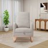 25.4"W Rocking Chair for Nursery, High Back Glider Chair with Retractable Footrest, Side Pocket, Rocking Accent Armchair with Rubber Wood Legs for Liv